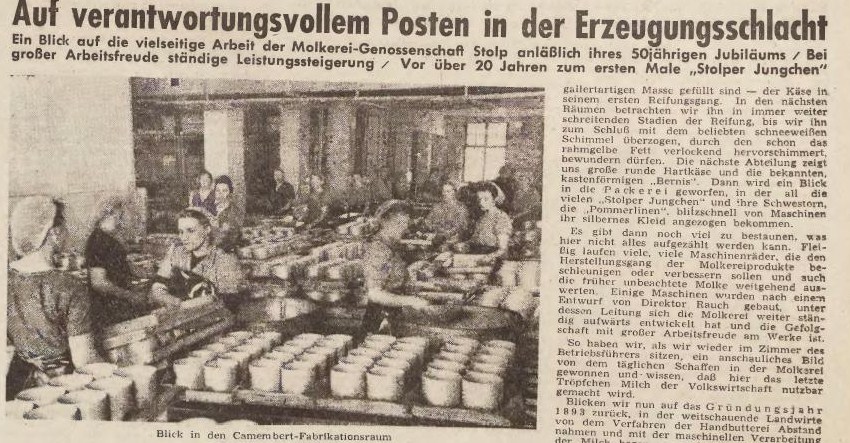Fot. Bałtycka Bibliotreka Cyfrowa: Artykuł o słupskim serze w Grenz Zeitung z 1943 r.
