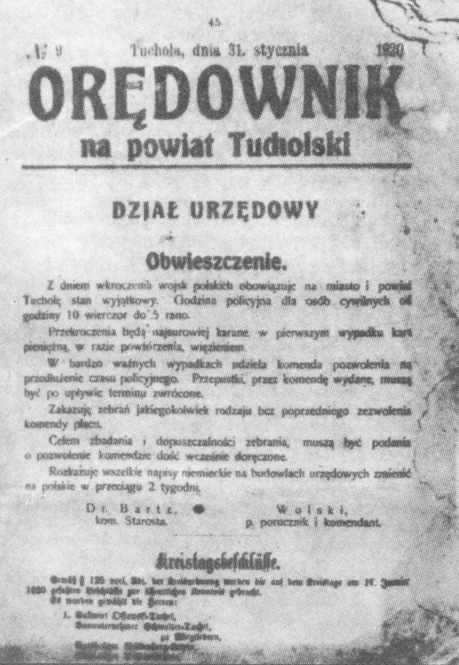 3Orędownik na Powiat Tucholski z 31 stycznia 1920 r.   ( z archiwum Naji Gochë) 
